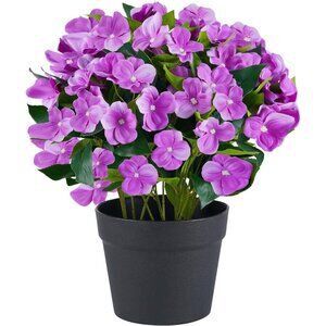 14-Inch Purple Artificial Faux Flowers Planter Front Door Garden Balcony Decor
